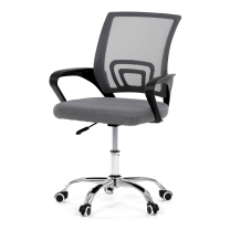 Židle kancelářská, šedý mesh, černý plast, chromový kříž