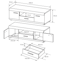 LINK s | TV stolek | 138 cm | sonoma