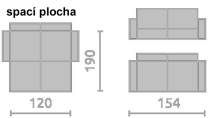 Pohovka Coco - 154 cm - rozkládací - VÝBĚR TKANIN