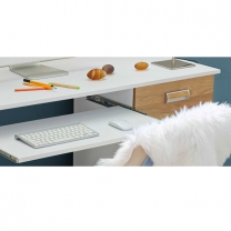 Lorento - psací stůl rohový L11 - bílá brilantní/dub nash