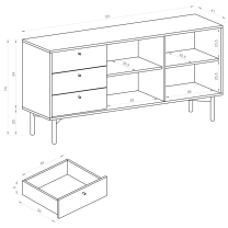 Flow | komoda FK151 | 151x74x41 cm | artisan/černá | POSLEDNÍ KUS