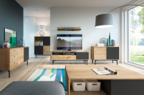 Flow | komoda FK151 | 151x74x41 cm | artisan/černá | POSLEDNÍ KUS