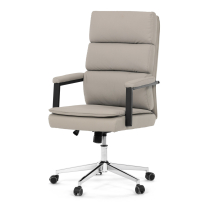 Křeslo kancelářské, béžová ekokůže, kříž kov chromový, houpací mechanismus, čalouněné područky