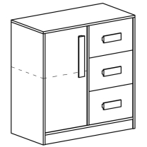Git | komoda 7 | 80 cm | šedá/bílá/červená