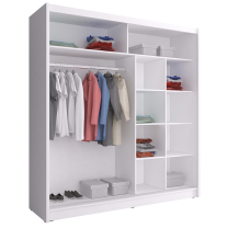 Skříň MAJA VI | 200 cm | se zrcadly | bílá