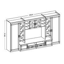 Obývací stěna PARIS | 340 cm | sonoma/bílá MDF