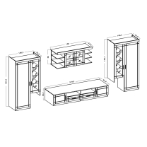 Obývací stěna PARIS | 340 cm | sonoma/bílá MDF