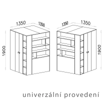 PLANET č | šatní skříň PL1 UNI provedení | 135 cm | černá/dub/béžová