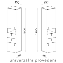 PLANET č | regál PL4 UNI | 45 cm | černá/dub/béžová