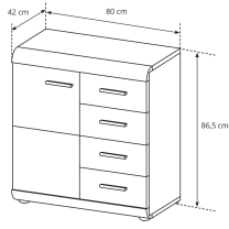 LINK s | komoda 1D4S | 80 cm | sonoma