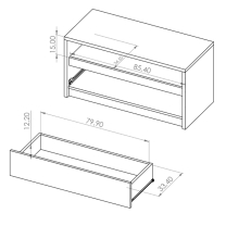 DENVER db | TV stolek RTV1SZ | 90 cm | dub bílý / bílá lesk
