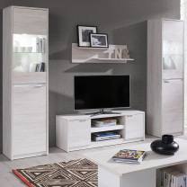 DENVER db | TV stolek RTV1SZ | 90 cm | dub bílý / bílá lesk