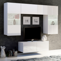 CALABRINI b | TV stolek | 150 cm | bílá lesk | lze i zavěsit