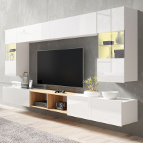 CALABRINI b | TV stolek | 150 cm | bílá lesk | lze i zavěsit