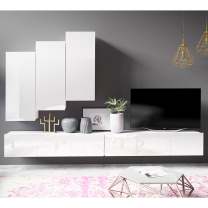 CALABRINI b | TV stolek | 150 cm | bílá lesk | lze i zavěsit
