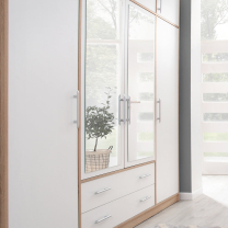 SMART sb | šatní skříň SRL3 + zrcadlo | 100 cm | sonoma/bílá