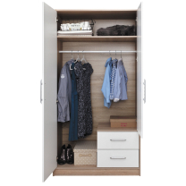 SMART sb | šatní skříň SRL3 + zrcadlo | 100 cm | sonoma/bílá