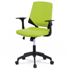Juniorská kancelářská židle, potah zelenožlutá látka, černý plast, houpací mecha
