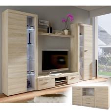 Obývací stěna RUMBA XL + komoda 2F2S | 300 + 156,4 cm | sonoma