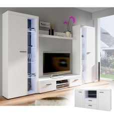 Obývací stěna RUMBA XL + komoda 2F2S | 300 + 156,4 cm | bílá