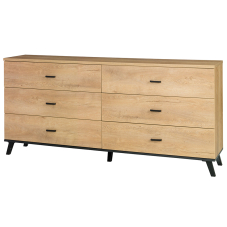 John II | komoda 5 | 181 cm | dub lefkas světlý/černá