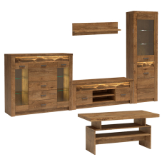 Obývací stěna INDIANAPOLIS s | sestava A | 330 cm + stolek 120x60 cm | jasan světlý