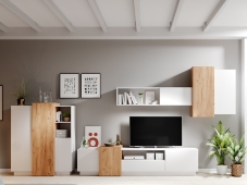 Obývací pokoj 3D | sestava C | bílá/dub kraft zlatý | 5 dílů