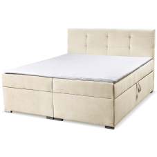 Dvoulůžko boxspring LOFF + rošt + matrace + topper | 180x200 | krémová | AKČNÍ CENA