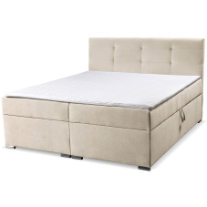 Dvoulůžko boxspring LOFF + rošt + matrace + topper | 180x200 | světle béžová | AKČNÍ CENA
