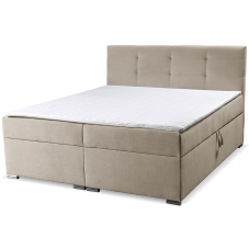 Dvoulůžko boxspring LOFF + rošt + matrace + topper | 180x200 | šedobéžová | AKČNÍ CENA