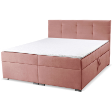 Dvoulůžko boxspring LOFF + rošt + matrace + topper | 180x200 | starorůžová | AKČNÍ CENA