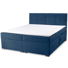 Dvoulůžko boxspring LOFF + rošt + matrace + topper | 180x200 | tmavě modrá | AKČNÍ CENA