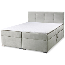 Dvoulůžko boxspring LOFF + rošt + matrace + topper | 180x200 | světle šedá | AKČNÍ CENA