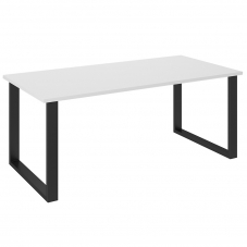 Jídelní stůl IMPERIAL | 185x90 cm | bílá + černé kovové nohy