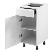 ASPEN b | dolní skříňka D40S1 LEVÁ s policí a zásuvkou METALBOX | 40 cm | SOKL v CENĚ | bílá lesk