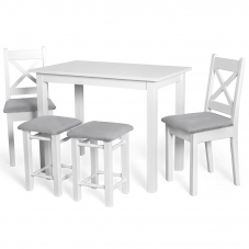 Jídelní set | bílá | loca 31 | stůl Max VI + 2x židle K-X + 2x taburet P | SKLADEM 2 ks