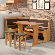 Rohový jídelní set | olše | loca 10 | rohová lavice Mini + stůl Max + 2x taburet P