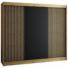 Šatní skříň Lamelo  - 250 | artisan/černá