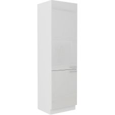 LARA wh | vysoká skříňka 60LO-210 2F pro vestavnou lednici | 60cm | UNI dvířka | bílá lesk
