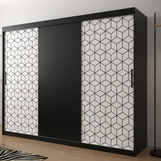 Šatní skříň Plaster | 250 cm | černá/bílá