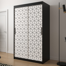 Šatní skříň Plaster 1 | 120 cm | černá/bílá
