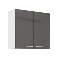 LARA gr | horní skříňka 80G-72 2F s policemi | 80 cm | šedá lesk