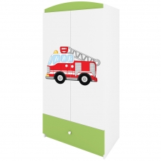 Babydreams | šatní skříň | zelená/bílá | hasičské auto