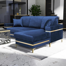 Sedací souprava GOLDEN MINI | pravá | glamour styl | modrá