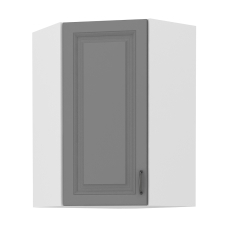 STILO bs | horní skříňka 60x60 GN-90 1F rohová se 3 policemi | 60x60 cm | bílá/šedá | UNI dvířka