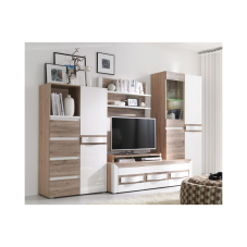 Obývací stěna PASSIONATA | 300 cm | sestava A + LED | san remo/bílá lesk | AKCE | VÝPRODEJ