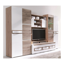 Obývací stěna PASSIONATA | 300 cm | sestava B + LED | san remo/bílá lesk | AKCE