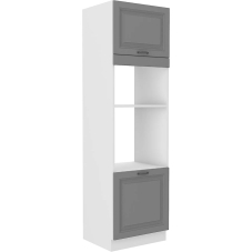 STILO bs | vysoká skříňka 60DPM-210 2F na vestavnou troubu a mikrovlnku | 60 cm | bílá/šedá | UNI dv