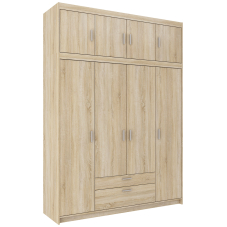 Šatní skříň ELENA 4D 2S + nástavec | 176,3 cm | dub sonoma