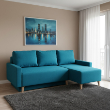 Sedací souprava OVIEDO | 225x140 | rozkládací + úložný prostor | tyrkysová